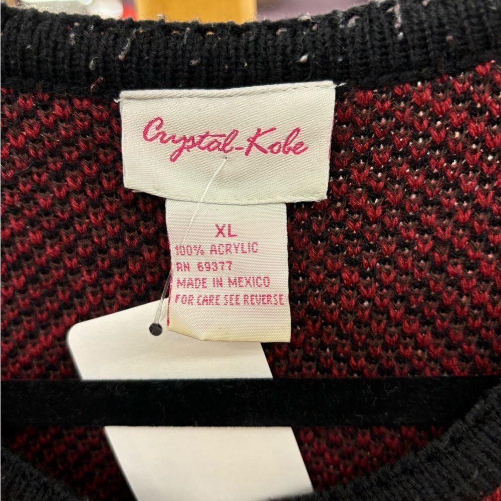 🛍️ Crystal Kobe ladies XL red green cardigan - Picture 2 of 5